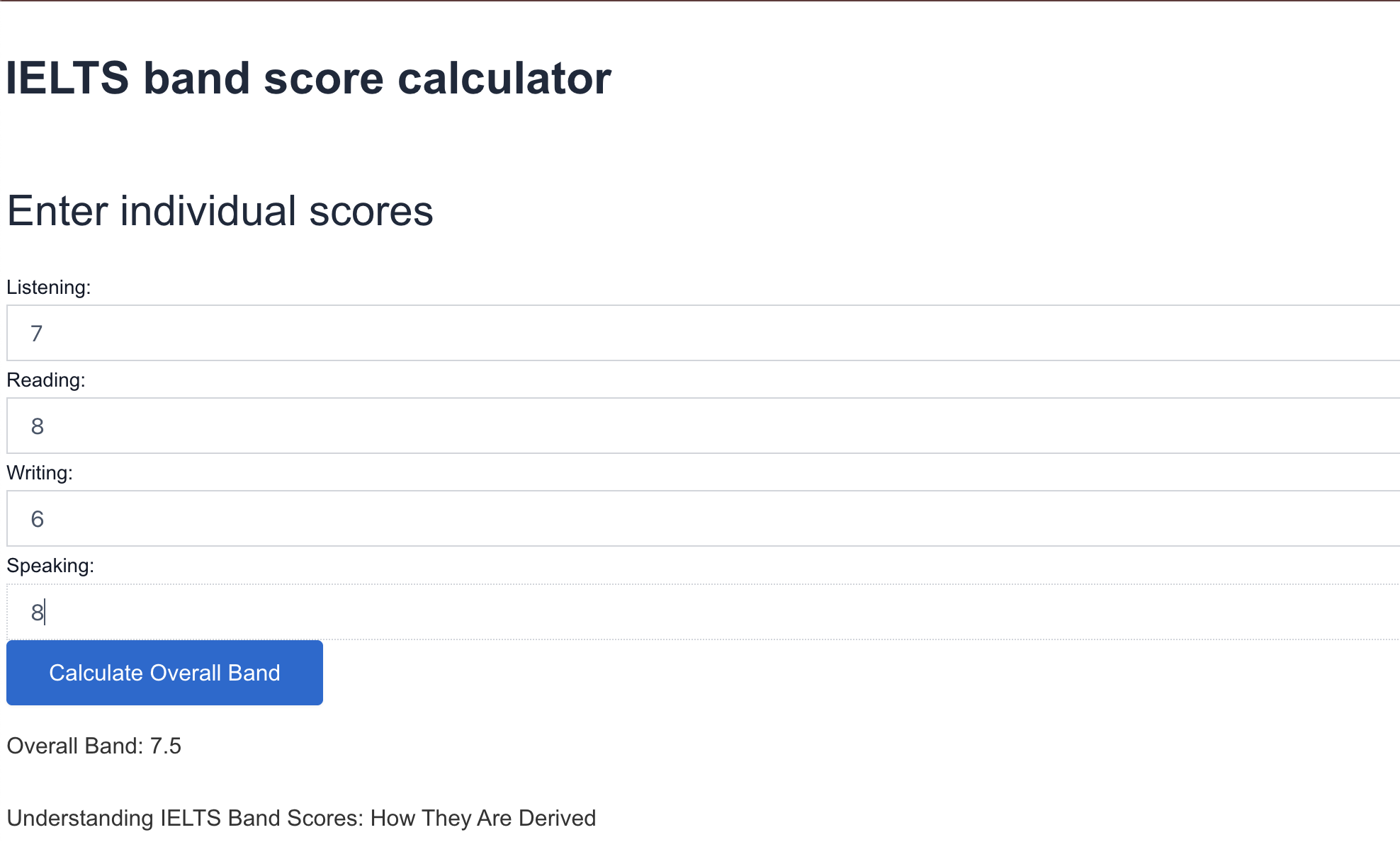 IELTS BAND CALCULATOR